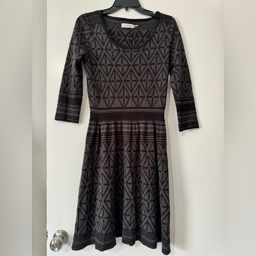 Calvin Klein Gray/Black Sweater Dress (M)